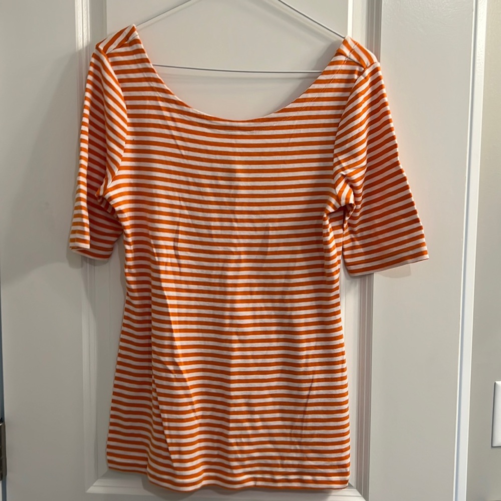 Banana Republic Orange Striped Tee M